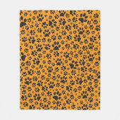 ドッグポーズブラック&ホワイト水玉模様オンダリアオレンジ フリースブランケット (正面)