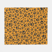 ドッグポーズブラック&ホワイト水玉模様オンダリアオレンジ フリースブランケット (正面(横))