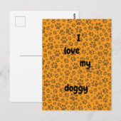 ドッグポーズブラック&ホワイト水玉模様オンダリアオレンジ ポストカード (正面/裏面)