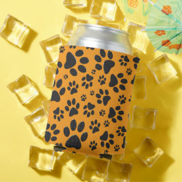 ドッグポーズブラック&ホワイト水玉模様オンダリアオレンジ 缶クーラー