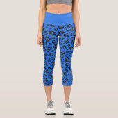 ドッグポーズブラック&ホワイト水玉模様オンテックブルー カプリレギンス (正面)