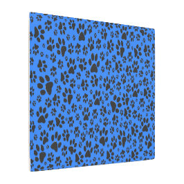 ドッグポーズブラック&ホワイト水玉模様オンテックブルー メタルプリント