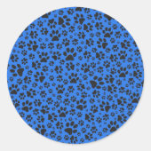 ドッグポーズブラック&ホワイト水玉模様オンテックブルー ラウンドシール (正面)