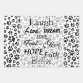 ドッグポーズブラック&ホワイト水玉模様ラッピング紙 ラッピングペーパーシート (正面)