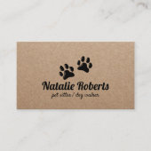 ドッグポーズペットシッタードッグウォーカー素朴クラフト 名刺 (正面)