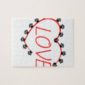 ドッグポーズ赤いハートラブ ジグソーパズル (横)