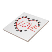 ドッグポーズ赤いハートラブ タイル (側面)