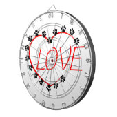 ドッグポーズ赤いハートラブ ダーツボード (正面右)