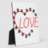 ドッグポーズ赤いハートラブ フォトプラーク (側面)