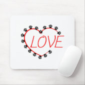 ドッグポーズ赤いハートラブ マウスパッド (マウス)