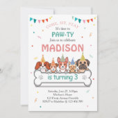 ドッグポーティパピー誕生日 招待状 (正面)