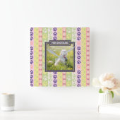 ドッグポーパターン春日Instagramフォトフレーム スクエア壁時計 (ホーム)