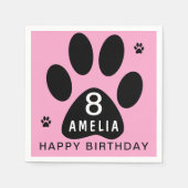 ドッグポーピンクガール子供の誕生日パーティー スタンダードカクテルナプキン (正面)