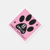 ドッグポーピンクガール子供の誕生日パーティー スタンダードカクテルナプキン (角)