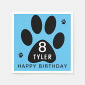 ドッグポーブルー子供の誕生日パーティー スタンダードカクテルナプキン (正面)