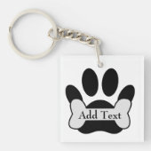 ドッグポープリントおよびボーンキーチェーン キーホルダー (正面)