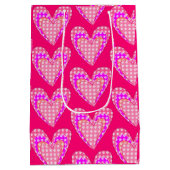 ドッグポープリントとピンクのハートパターン ミディアムペーパーバッグ (裏面)