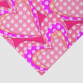 ドッグポープリントとピンクのハートパターン 薄葉紙 (詳細)