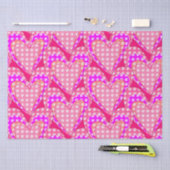 ドッグポープリントとピンクのハートパターン 薄葉紙 (クラフト)