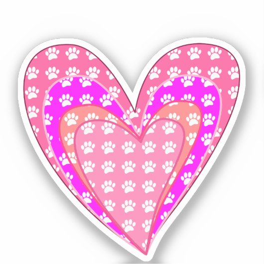 ドッグポープリントとピンクのハート シール (正面)