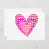 ドッグポープリントとピンクのハート ポストカード (正面/裏面)