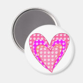 ドッグポープリントとピンクのハート マグネット (正面/裏面)