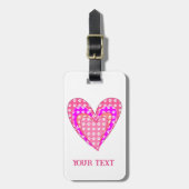 ドッグポープリントとピンクのハート ラゲッジタグ (正面縦)