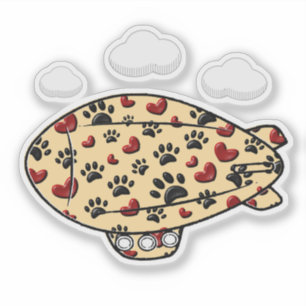 ドッグポープリントと赤いハートカスタムBlimp シール