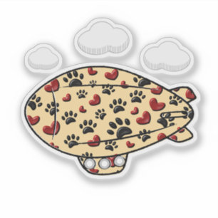 ドッグポープリントと赤いハートカスタムBlimp シール
