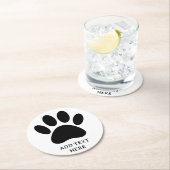 ドッグポープリントアートブラック&ホワイトカスタム文字 ラウンドペーパーコースター (インサイチュ)