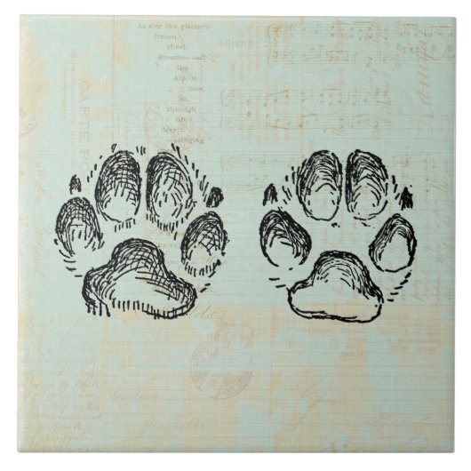 ドッグポープリントアートミントグリーンカラーヴィンテージ タイル (正面)