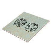 ドッグポープリントアートミントグリーンカラーヴィンテージ タイル (側面)