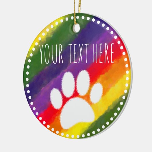 ドッグポープリントウォーター色カスタム文字 セラミックオーナメント (左)