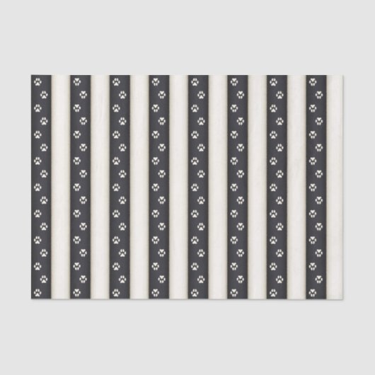 ドッグポープリントオンブラック&アンティークホワイトストライプズ 薄葉紙 (正面)