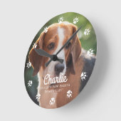 ドッグポープリントカスタム写真 ラウンド壁時計 (傾斜)