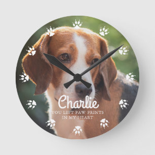 ドッグポープリントカスタム写真 ラウンド壁時計