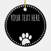 ドッグポープリントカスタム文字ブラック セラミックオーナメント (裏面)