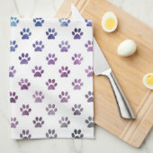 ドッグポープリントグリーンブルーパープルレインボーホワイト キッチンタオル (四つ折り)