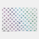 ドッグポープリントグリーンブルーパープルレインボーホワイト キッチンタオル (横)