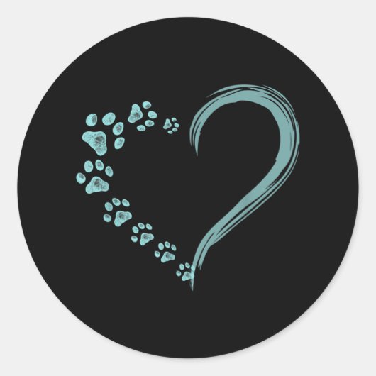 ドッグポープリントハートドッグママ ラウンドシール (正面)