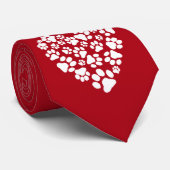 ドッグポープリントバレンタインハートドッグ恋人の赤 ネクタイ (ロール)