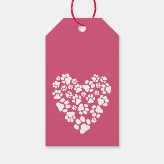 ドッグポープリントバレンタインハート ギフトタグ (正面)