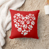 ドッグポープリントバレンタインハート クッション (ブランケット)