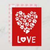 ドッグポープリントバレンタインラブハート シーズンポストカード (正面/裏面)