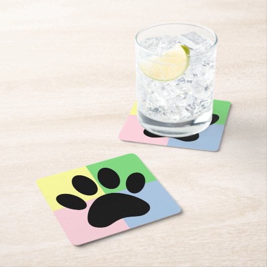 ドッグポープリントパステルカラーカスタムズ スクエアペーパーコースター (インサイチュ)