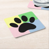 ドッグポープリントパステルカラーカスタムズ スクエアペーパーコースター (アングル)