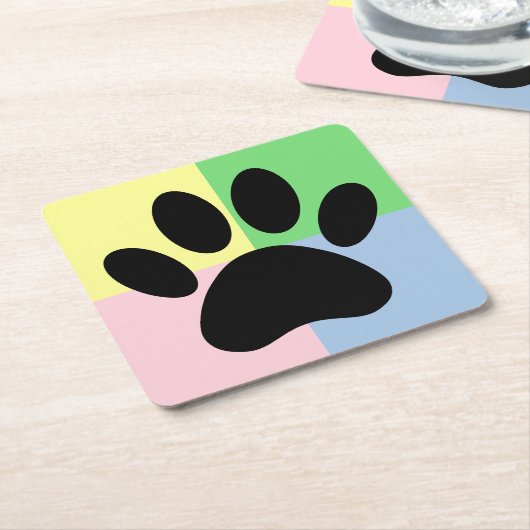 ドッグポープリントパステルカラーカスタムズ スクエアペーパーコースター (アングル)