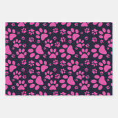 ドッグポープリントパープルとブラック ラッピングペーパーシート (正面3)