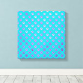 ドッグポープリントパープルピンクアクアティール(緑がかった色)ブルー キャンバスプリント (インサイチュ (ウッドフロア))