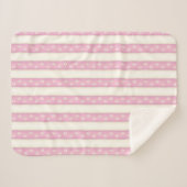 ドッグポープリントピンク&アンティーク白ストライプ色 シェルパブランケット (正面(横))